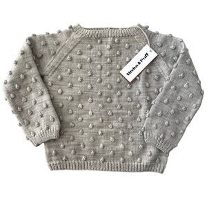Misha & Puff NEW Popcorn Sweater - Wool - Cloud - 4-5Y